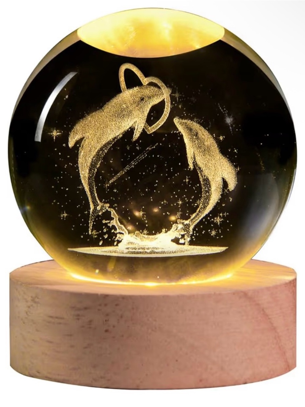 Crystal Dolphin LED Globe Light - Gold Illusion
